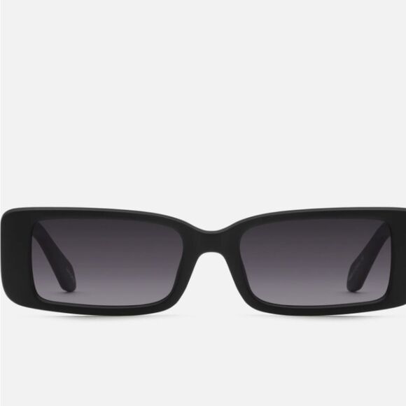 Quay Australia Art School Rectangular Sunglasses- Matte Black/Smoke Lens - Picture 1 of 9